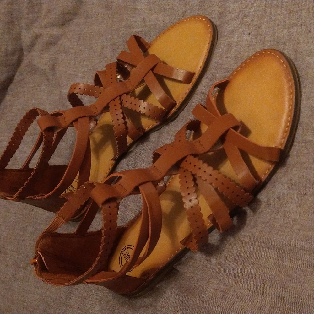 Flat Brown ankle sandals